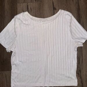 Nordstrom White Ribbed Short Sleeve T-Shirt